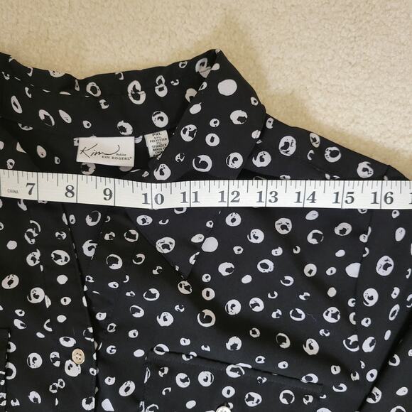 Kim Rogers Petite XL Button Up Blouse Collar Long Roll Tab Sleeve Breast Pockets - Picture 11 of 16